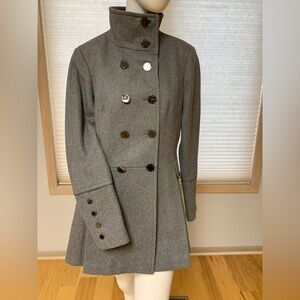 Calvin Klein Size 10 Double Breasted Skirted Coat. Grey. Like New.